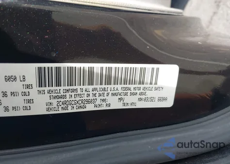 2012 Dodge Grand Caravan Sxt из США, поврежденный, VIN 2C4RDGCGXCR296037